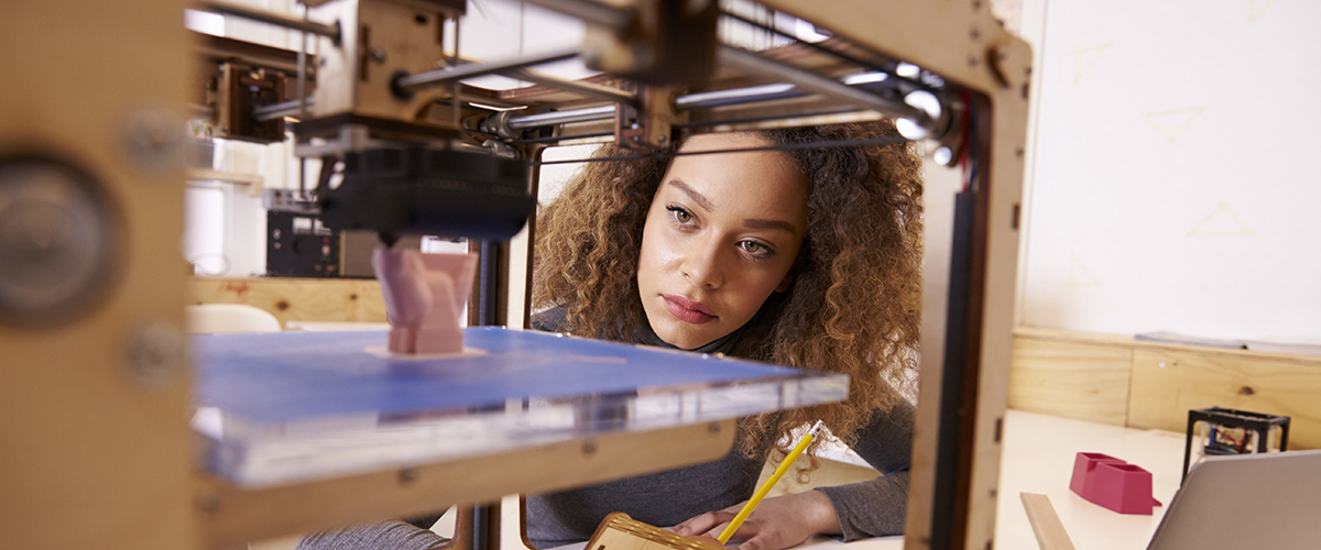 manufacturing engineering student in lab