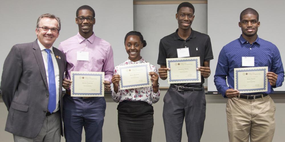 Intel HBCU Scholars - Jayson Francois, Kowe Kadoma, Johnathan Bailey, Grant Steans, (not shown) Mckenzie Brown, Ruben Nelson, Jamal Stephens and Wargsen Joseph-not shown
