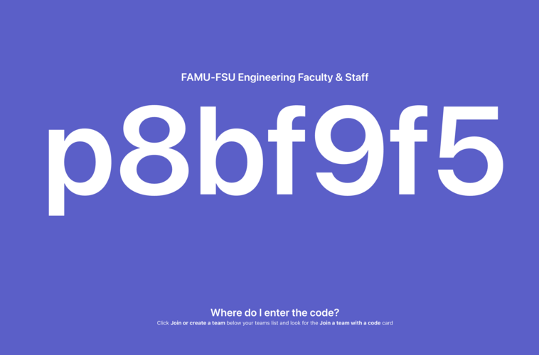 Enter this code to join the ENG Faculty & Staff Team