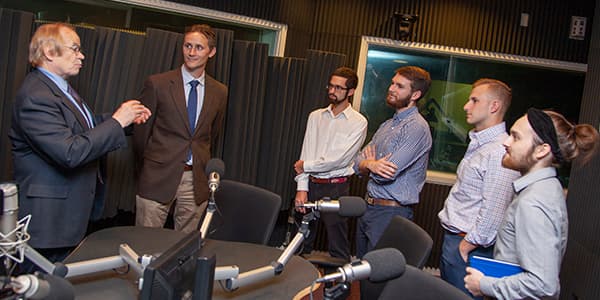 Tom Derzypolski, Shayne McConomy and group of 5 students