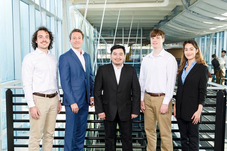 Members of Team 512 left to right: Cole Gassman, Louis Pascal, Brandon Rivas-Sasvin, Jacob Schallhorn, Sophie Sifuentes