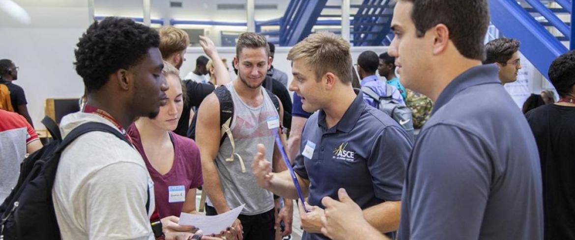 Students at engineering mentoring social