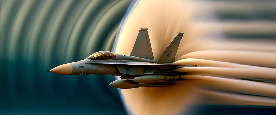ai generated image of fighter jet in supersonic boom