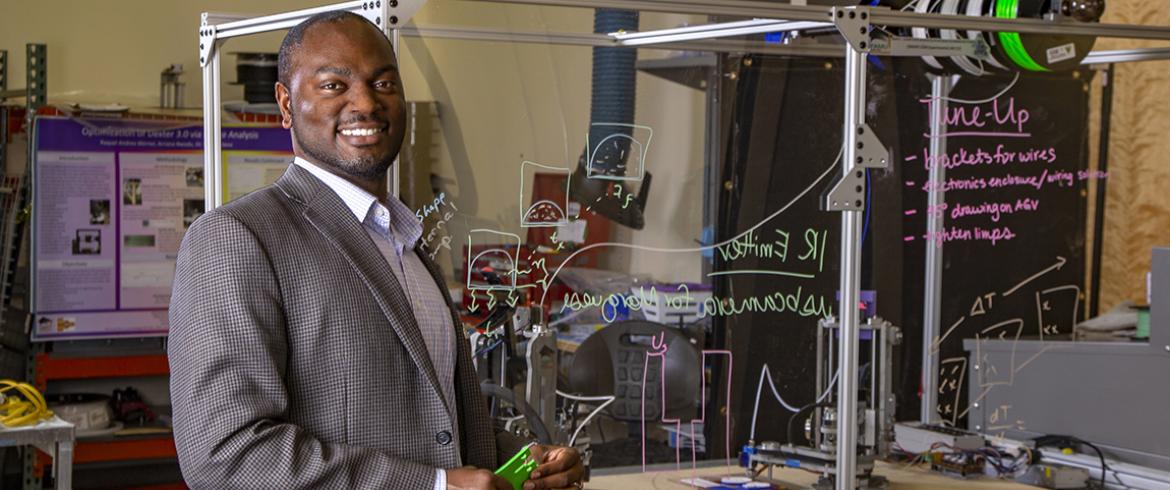 photo of engineering professor tarik dickens in the lab at famu-fsu college of engineering