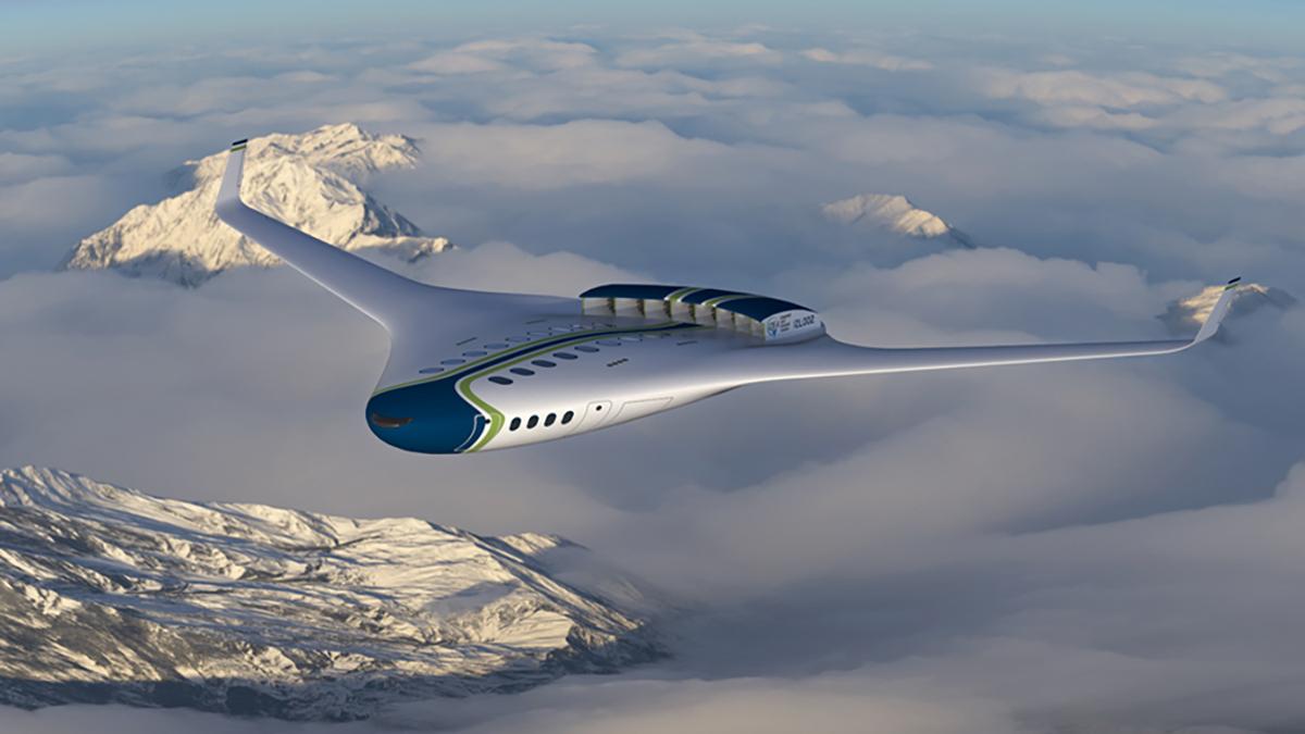 rendering of hydrogen-powered plane