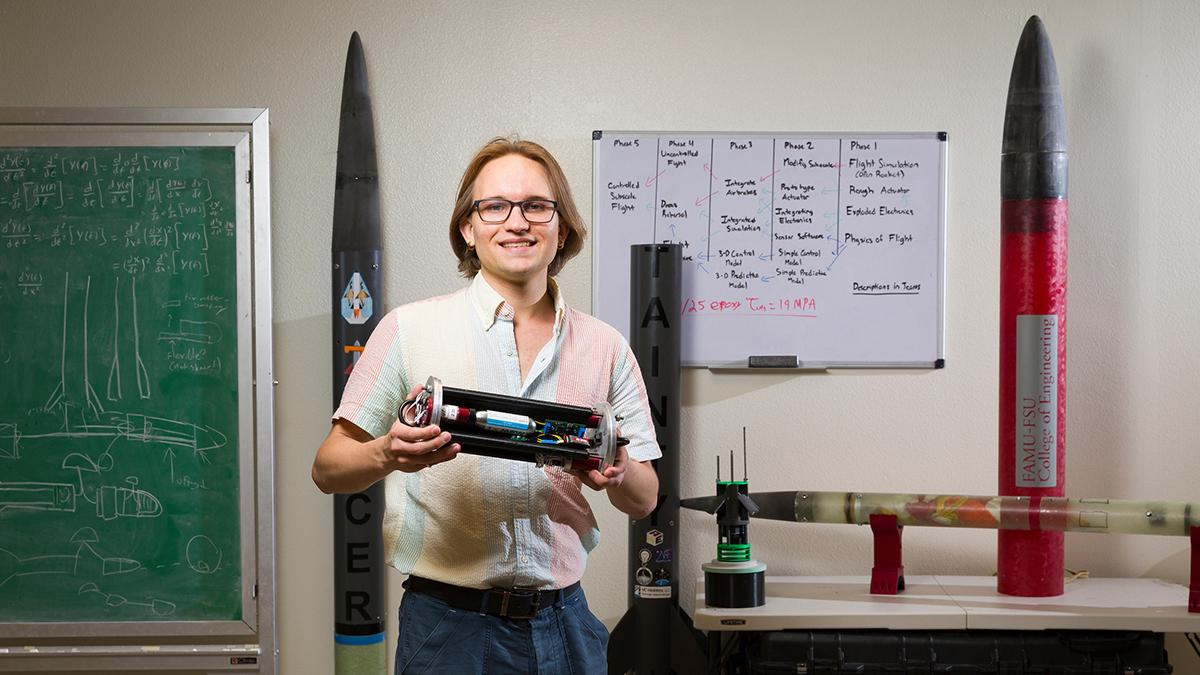 adin weatherby electrical engineering senior student with zenith rocket project