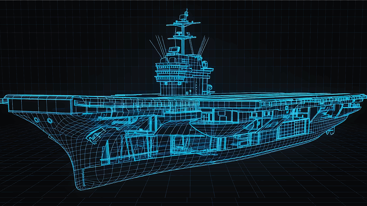 Aircraft Carrier Blueprint – Naval Warship Engineering CAD Technical Drawing