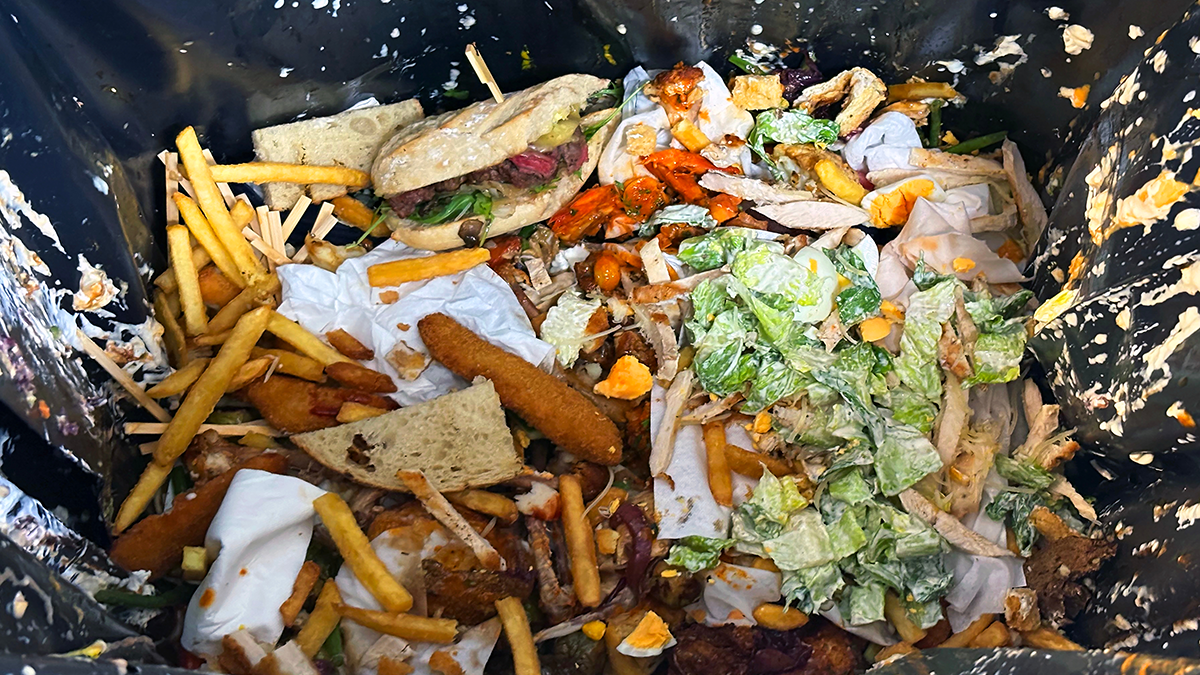 food waste, trash bag full of food leftover mostly seen in hotel, restaurants and catering fields