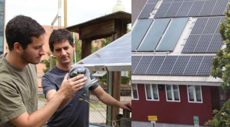 Two males students work on the OGZEB project