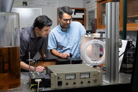 photo of famu-fsu engineering professors shoele and hadi in lab