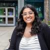 photo of jamini bhagu, engineering graduate student outside the famu-fsu college of engineering