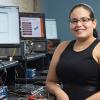 portrait of young engineering student in black dress in computer lab at famu-fsu engineering