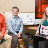 photo of famu-fsu engineering professors tarik dickens hui wang rebekah sweat in 3d printing lab