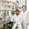 photo of engineering researchers hoyong chung and arijit ghorai in lab at famu-fsu engineering