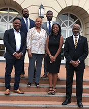 Turner FAMU alumni:&nbsp;Front row (left to right) Dwayne Reid, Ava Baptiste, Alison Lewis, President Robinson Back row (left to right) Clarence Williams III, Nicholas Thompson