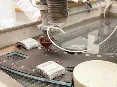 hydro jet table with various materials on top